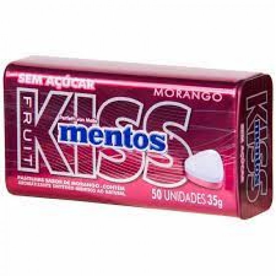 BALA MENTOS KISS LATA 35GRS MENTA MORANGO